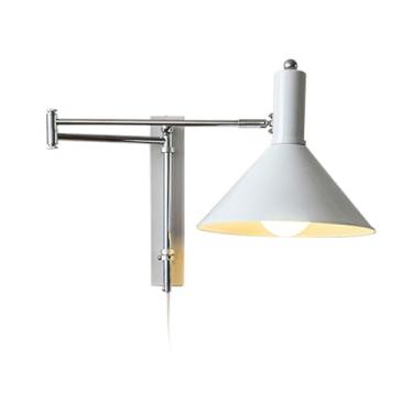 Imagem de Luminária de parede moderna com braço oscilante, luminária de parede ajustável, luminária de leitura em cone, abajur de parede, luminária de parede para cozinha, quarto, cabeceira, sala de e