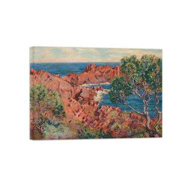 Imagem de Armand Guillaumin Famoso Arte de Parede Pôster-Impressões em Tela para sala de estar-Reprodução pinturas(Red Rocks) 50x70cm Tela Embrulhada