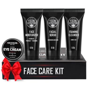 Imagem de Kit Skincare Facial para Homens com Hidratante Facial Rejuvenescedor, Esfoliante Facial Microdermoabrasão e Sabonete para Olhos