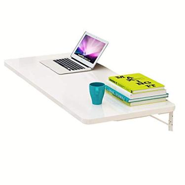 Imagem de LXB Mesa de computador doméstica montada na parede - Estações de trabalho de computador, mesa dobrável montada na parede, mesa de jantar com folhas caídas, economia de espaço, mesa conversível