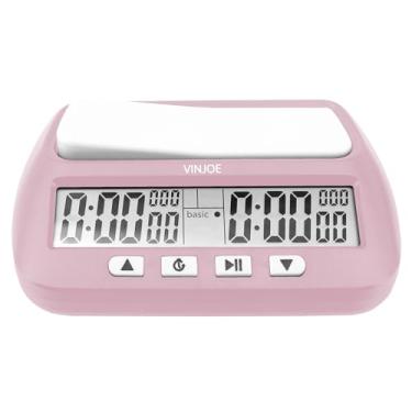 Imagem de VINJOE Relógio de xadrez digital profissional para jogos de tabuleiro, relógio de xadrez digital portátil e temporizador de jogo com recursos básicos, bônus, atraso e tempo positivo, melhores