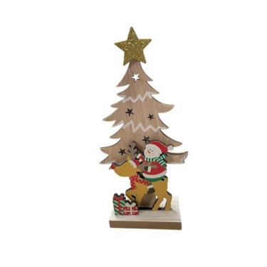 Imagem de Enfeite Arvore Madeira Noel 18cm para Mesa Escritório, Sala - ZEIN