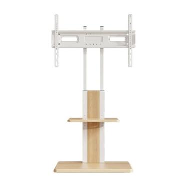Imagem de Suporte de TV universal de madeira maciça suporte de TV de chão integrado à máquina ajustável prateleira suspensa suporte de TV