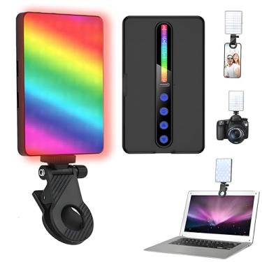 Imagem de Luz de selfie portátil, 138 LEDs, CRI 95+, 2000mAh, 3 modos de luz + modo RGB, com clipe e tripé de câmera, para celular, iPhone, câmeras, webcam, laptop, computadores, fotografia, maquiagem