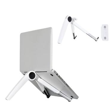 Imagem de Suporte de monitor de canto portátil de mesa para laptop, suporte de escritório ergonômico dobrável para tablets/telefone, elevação de tela pequena triangular, altura ajustável, preto/branco (cor