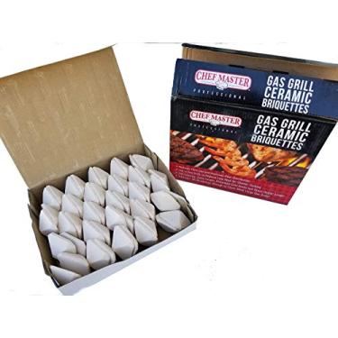 Imagem de Chef Master Briquetes autolimpantes para churrasqueira a gás de cerâmica 05004cm, substituição para rochas de lava, cozimento mais limpo, briquetes de churrasqueira a gás para churrasqueira