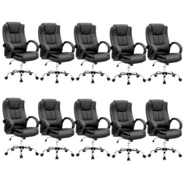 Imagem de Kit 10 Cadeiras Escritório Presidente Giratória Estofada material sint