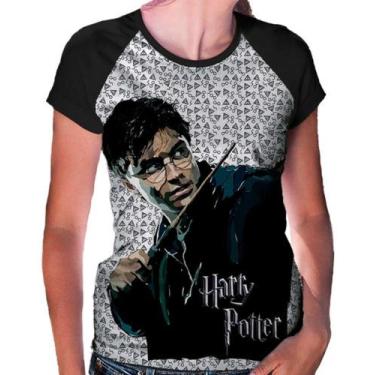 Imagem de Camiseta Raglan Baby Look Harry Potter Ref:390 - smoke, Preto, G