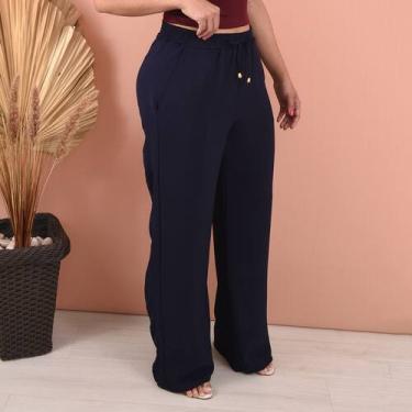 Imagem de Calça Feminina Alfaiataria Estilo Pantalona Básica Com Bolso - Lori Mo