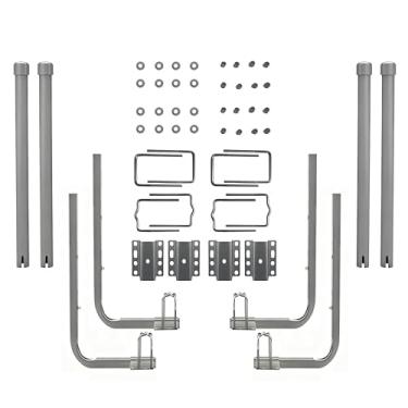 Imagem de Guias de reboque de barco, 101.6 cm/121.9 cm ajustável, 2 peças de guia de reboque de aço galvanizado à prova de ferrugem, guias de reboque com tubos de PVC, para barco de esqui, barco de pesca