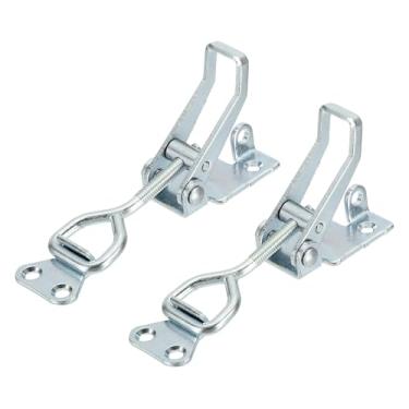 Imagem de HARFINGTON 2 peças de grampo ajustável M6 x 35 mm 179.6 kg capacidade de retenção 4002 estilo trava de liberação rápida prendedores ferrolho com orifício de bloqueio para caixa de ferramentas gabarito