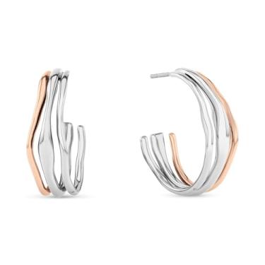 Imagem de Calvin Klein Brincos de argola femininos ondulados - aço inoxidável, joias elegantes, perfeitos para qualquer ocasião, roupas de designer - presente para ela, Standard, Aço inoxidável, Sem pedra