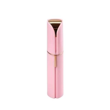 Imagem de Bálsamo labial feminino (ABS) - Lâminas de aço inoxidável para remoção de pelos faciais indolores, acabamento metálico, construção durável, acabamento brilhante rosa