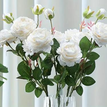 Imagem de 5 peças de flores falsas para decoração de casa, peônia artificial, flor falsa de peônia verdadeira, para decoração de bolo de buquê de casamento, decoração de mesa de festa e cadeira
