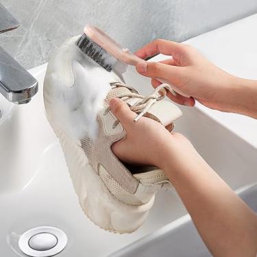 Imagem de Generic Escova de limpeza multifuncional, escova de sapato de cerdas macias com tanque de adição de detergente, escovas de plástico para panos, sapatos, lavanderia, limpeza doméstica, rosa