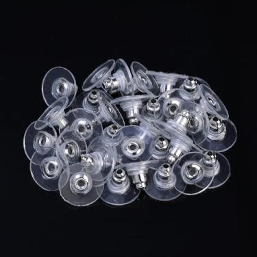 Imagem de 100 peças de brincos de liga de borracha, tampões de ouvido de silicone, tampões de orelha bloqueados para peças de bricolage, fabricação de joias, A08