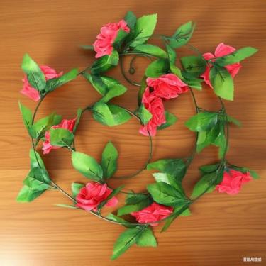 Imagem de Flor artificial de 240 cm de seda com folhas verdes para decoração de casamento em casa, decoração de casamento, faça você mesmo, guirlanda de flores artificiais (vermelho ameixa)