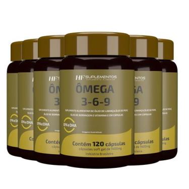 Imagem de 6x OMEGA 3 6 9 PEIXE BORRAGEM E LINHACA HF SUPLEMENTOS 120CAPS - HF SU