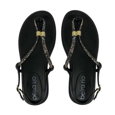 Imagem de Sandalia Feminina Tira Em Strass Beira Rio 8513109, Preto, Grafite, Bo