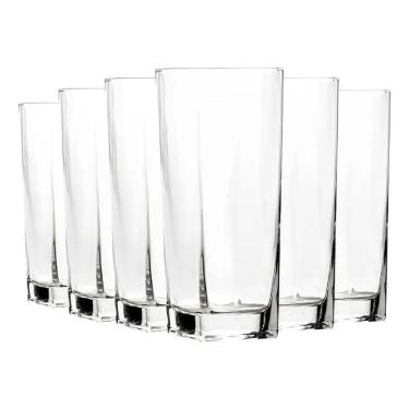 Imagem de 2X Jogo De Copos De Vidro Fundo Grosso Quadrado Linha Crista