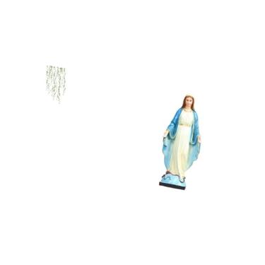 Imagem de Fenteer Arte de Parede com Vegetação, Estátua Da Virgem Maria, Folhas de Plantas Elegantes, Mural, Escultura Religiosa, Banheiro, Quarto, Decoração D