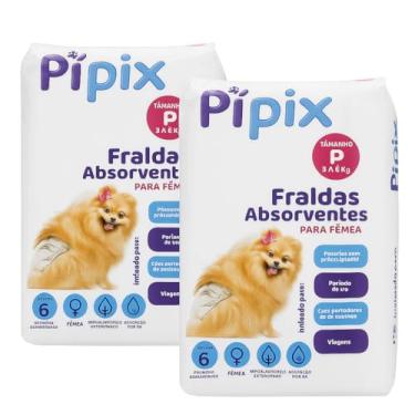 Imagem de Kit 2 Fraldas Absorventes tam P para Cadelas 3 a 6Kg – Alta Absorção Hipoalergênica Descartável 12 Unidades