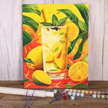 Imagem de Kits de pintura a óleo por números para adultos, bebidas, faça você mesmo, pintura a óleo por números, para adultos iniciantes em tela para decoração de parede de casa, presentes de aniversário de