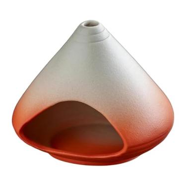 Imagem de KiBcsLic Porta-incenso de cerâmica para, em porcelana, ideal para mesa de chá, escritório, quarto, SPA e sala de estar, Gradiente Vermelho