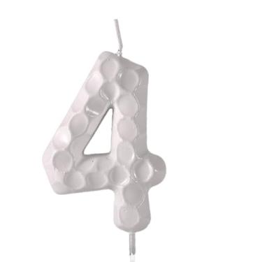 Imagem de Vela de aniversário com número de golfe, vela branca com tema esportivo para tema de golfe, decoração de festa de aniversário, tema esportivo, suprimentos de celebração, textura 3D verdadeira, padrão