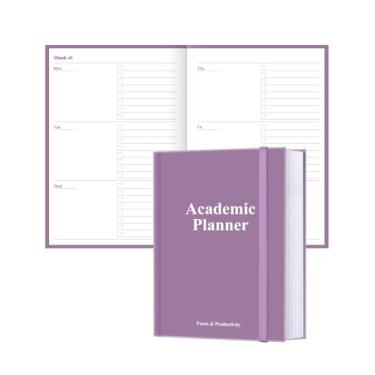 Imagem de Agenda acadêmica para 2025, 2026 ou a qualquer momento – Agenda A5 semanal sem data para estudantes de ensino doméstico, ensino médio, faculdade e enfermagem, 200 páginas, 14,7 cm x 21,6 cm, roxo