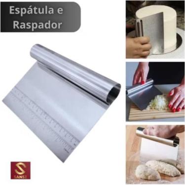 Imagem de Raspador Inox Com Medida Espátula Em Inox Raspador De Massa Com Cabo -