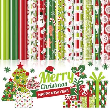 Imagem de FYSUIMU Adesivos de vinil de transferência de calor de Natal HTV verde vermelho luzes de Natal Papai Noel boneco de neve homem de gengibre doce bengala doce presente decalques de transferência de