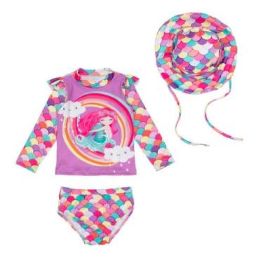 Imagem de Conjunto Praia Menina + Chapéu Proteção Solar Uv Bebê - Fofotinhos, Se