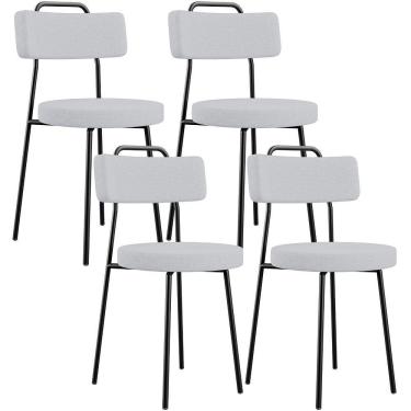 Imagem de Kit 04 Cadeiras Decorativas Estofada Para Sala De Jantar Barcelona L02 Linho Cinza - Lyam Decor
