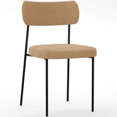 Imagem de Cadeira Decorativa Estofada Para Sala De Jantar Melina L02 Bouclê Mostarda