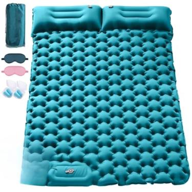 Imagem de Colchão Inflável para Casal - Infável Rápido e Confortável para Camping, Visitas e Descanso em Casa(azul)