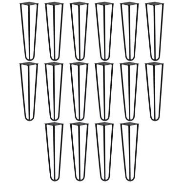 Imagem de Kit 16 Pés De Metal 25 Cm Mesas De Centro Puffs Preto