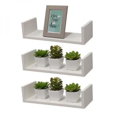 Imagem de Kit 3 Prateleiras U 40 X 15cm Branca Suporte Invisível