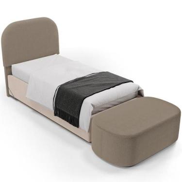 Imagem de Cabeceira Cama Box 100cm Lanna Com Puff Recamier Doha W01 Bouclê Bege 