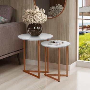 Imagem de Jogo De Mesa Lateral Canto Jade Sala Estar Pés Ferro Luxo