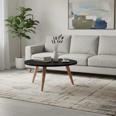 Imagem de Mesa Centro ou Lateral Tripé Tampo MDF 52cm Tati Mesinha Redonda de Canto Pé Palito (Preto)