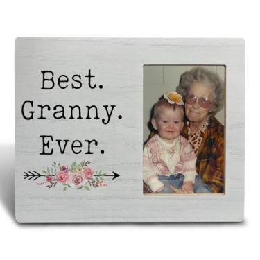 Imagem de FHUGX Best Granny Ever Porta-retrato de madeira 10 x 15 cm, melhor porta-retrato para avó, presente de avó do filho da neta, presente de aniversário para avó