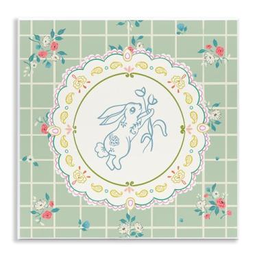 Imagem de Stupell Industries Arte de placa de parede Spring Bunny on Doily, design de Angela Steahling, 12 x 12