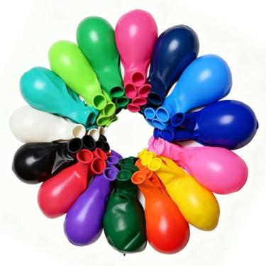 Imagem de Pacote com 120 balões de 45,72 cm, 15 tipos de cores, balões de festa coloridos de látex para aniversários, casamentos, chás de bebê e todos os eventos de festa