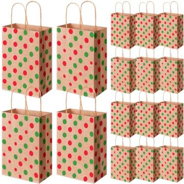 Imagem de Kolldenn 48 peças de sacos de presente de papel de Natal com alças de bolinhas sacos de guloseimas a granel fofo armazenamento de doces para Natal, férias, aniversário, chá de bebê, lembrancinha de