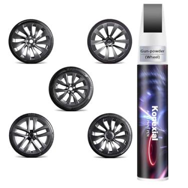 Imagem de Tinta de retoque de aro (pólvora) compatível com Tesla Model Y/3/S/X Uberturbine/Aracnídeo/Cybersteam/Turbina, roda de turbina, caneta de pintura de roda de reparo de arranhões de aro