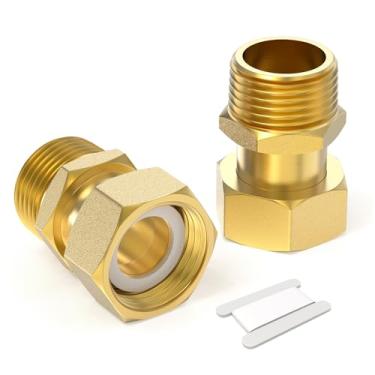 Imagem de TAISHER 2 peças de encaixe de tubo de medidor de água de latão, 1,27 cm BSP fêmea x 1,27 cm NPT macho para medidores de água, bombas de água e medidores de calor com arruela de vedação