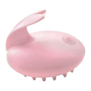 Imagem de barenx Pente massageador de couro cabeludo elétrico fofo para massagem com cabeça com bateria - Rosa