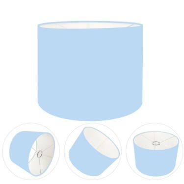 Imagem de Cúpula Abajur E Luminária Cilíndrica Vivare Cp-7015 ø35x25cm - Bocal Nacional Azul-bebê