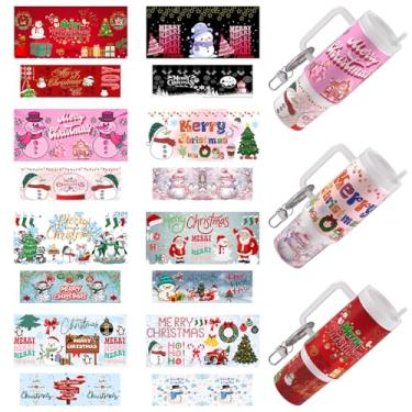 Imagem de Elewins Envoltório UV DTF - 16 folhas de adesivos de transferência fria de Natal para chaveiros de motel, envoltórios Uvdtf DIY para chaveiro de hotel em branco, esfregar à prova d'água em